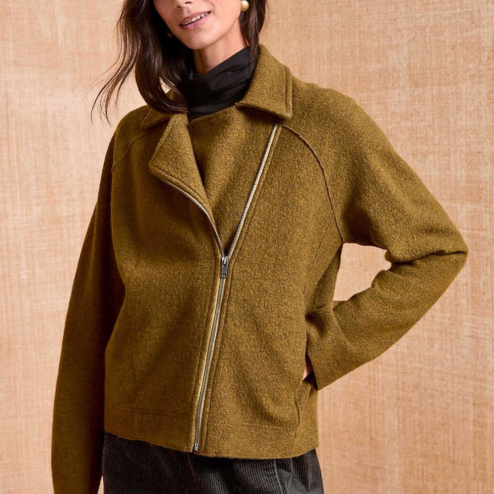 NWT Eileen Fisher Lightweight Boiled Wool Motorcycle Jacket XL